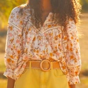 Anthropologie harmony lace peasant blouse
